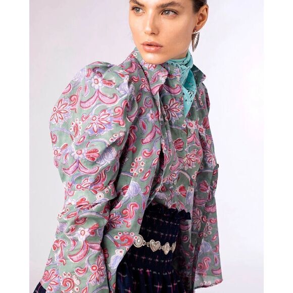 NWT Alix of Bohemia Annabel Lapland Shirt Blouse Floral Size Large - Picture 2 of 13